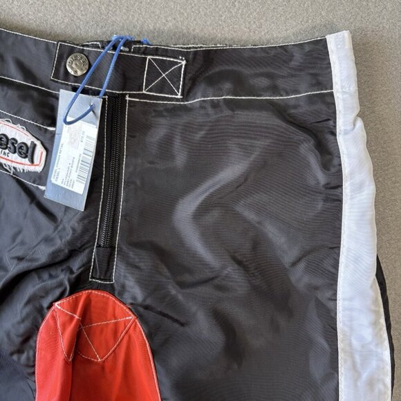 Diesel Beachwear BMBX Ronny Swim Shorts Trunks Mens S Black Orange Nylon Pocket - Picture 3 of 14